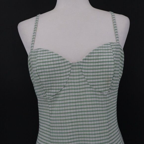 Louna Sweetheart Gingham Dress Womens L Green Coquette Cottagecore Clean‎ Girl - Picture 9 of 16